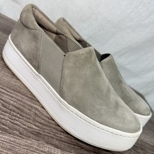 Vince Warren Grey Suede Platform Slip On Sneakers Shoes Women's Size 8 EUC