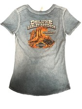 Harley Davidson Women&rsquo;s T-Shirt Small Blue Wyoming 2019 Distressed