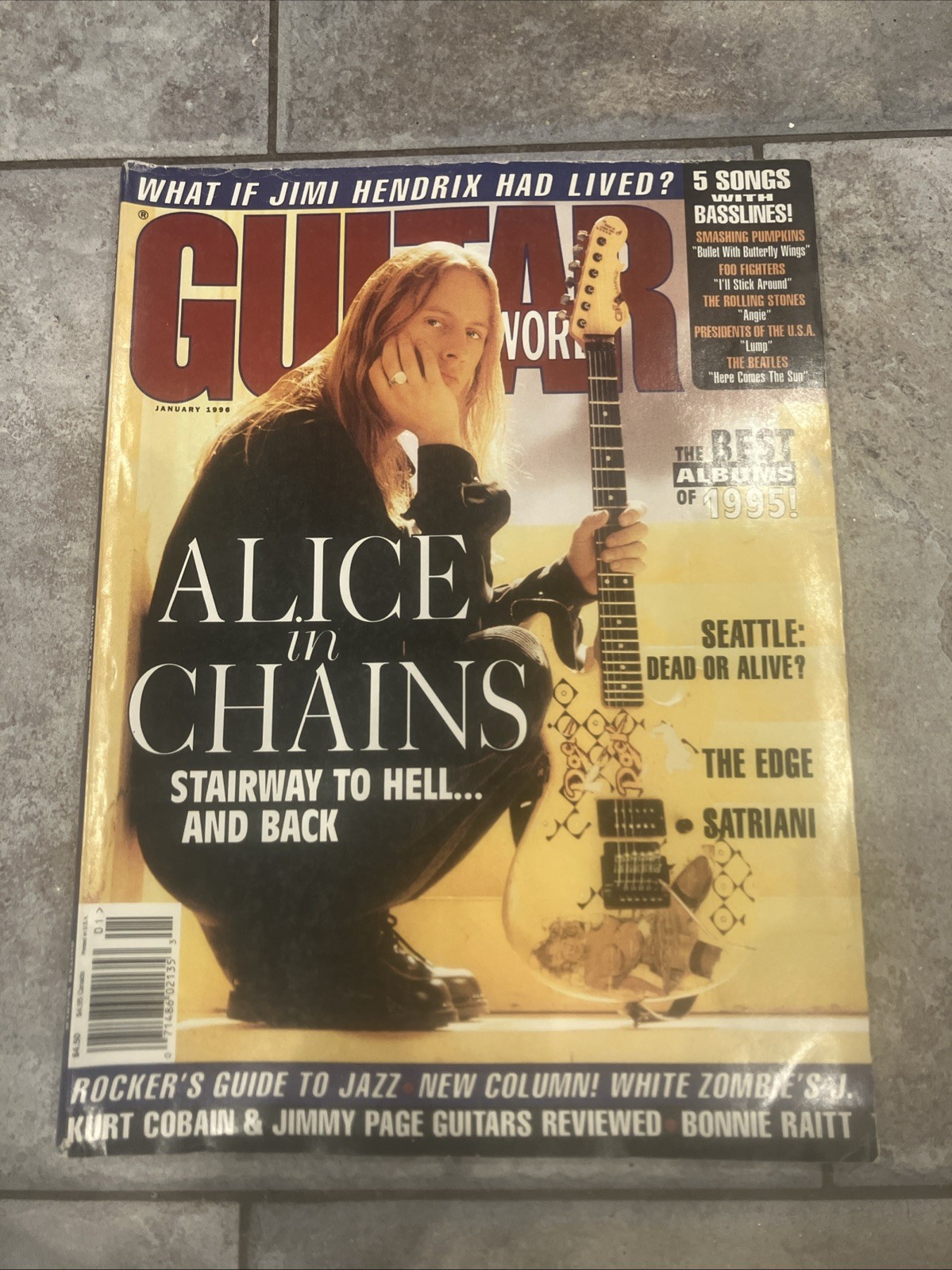 Guitar World Magazine January 1996 With Poster Alice In Chains Jimi Hendrix VG