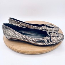 Stuart Weitzman Shoes Womens 11 N Bronze Snakeskin Leather Ballet Flats Metallic