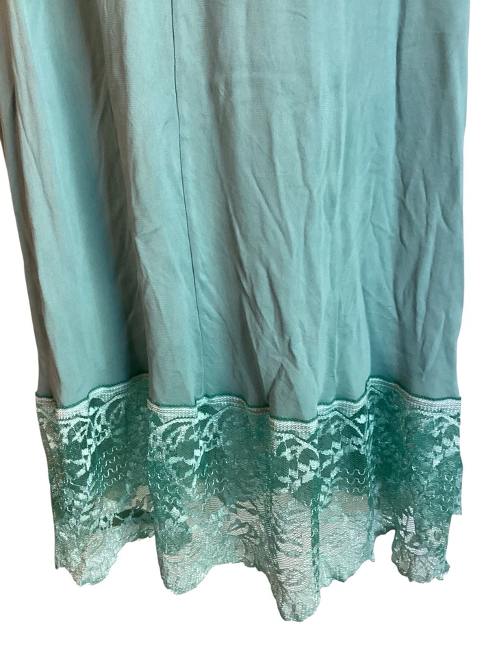 Vestido sin cordones vintage verde claro con ribete de encaje lencería pin up tocador talla mediana Foto 3 de 4