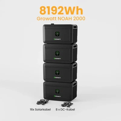Speicher für Balkonkraftwerk Growatt Noah 2000 LiFePo4 Akku 2048Wh Bis zu 8192Wh