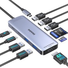 USB C Hub Multiport Adapter for MacBook Pro/Air, 10 in 1 USB C Dongle Mac HDM...