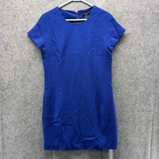J Crew Dress Womens 6 Blue Wool Textured Cap Sleeve Sheath Short Workwear Lined