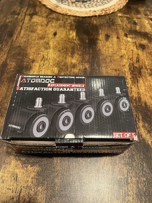 Atomdoc Office Chair Wheels Quadruple Ball Bearing Replacement Wheels Set of 5