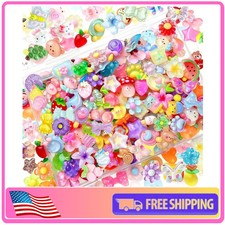 120pcs Mixed Color Resin Slime Charms Flatback DIY Craft Embellishments Bulk Set