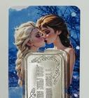Sexy! Frozen Elsa & Anna 1 Oz .999 Silver Color Art Bar With COA Only 100 Minted