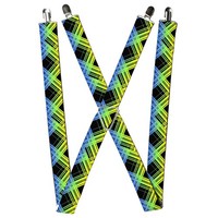 Buckle-Down Suspenders, Plaid X Gradient Black Orange Green Blue 1.5 (Us Import)