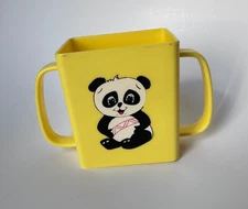 Vintage Juice Box Buddy 1990s Mommy's Helper Yellow Plastic 2 Handle Panda Bear