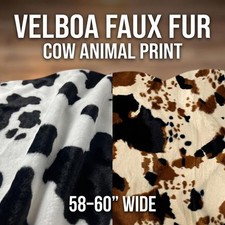 Cow Print Velboa Fabric Faux Fur Soft Stretch 58 Inch Wide Craft Fabric