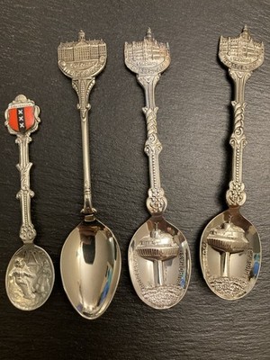 4 Souvenir Spoons AMSTERDAM ROTTERDAM EUROMAST Ships Free