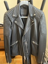ALL SAINTS Leather Jacket SMALL Mens Black Biker Bomber AllSaints ESTELLO