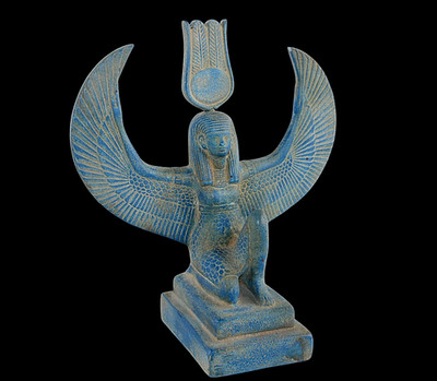 SELTENE ALTE ÄGYPTISCHE ANTIQUE ISIS Ma'at Winged Set Statue Stone Lord Of...