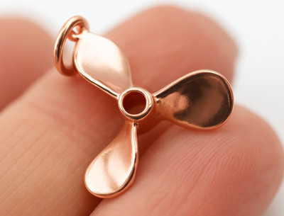 Genuine 9ct 9k 375 Rose Gold 3D Boat Propellor Nautical Charm Pendant / Charm