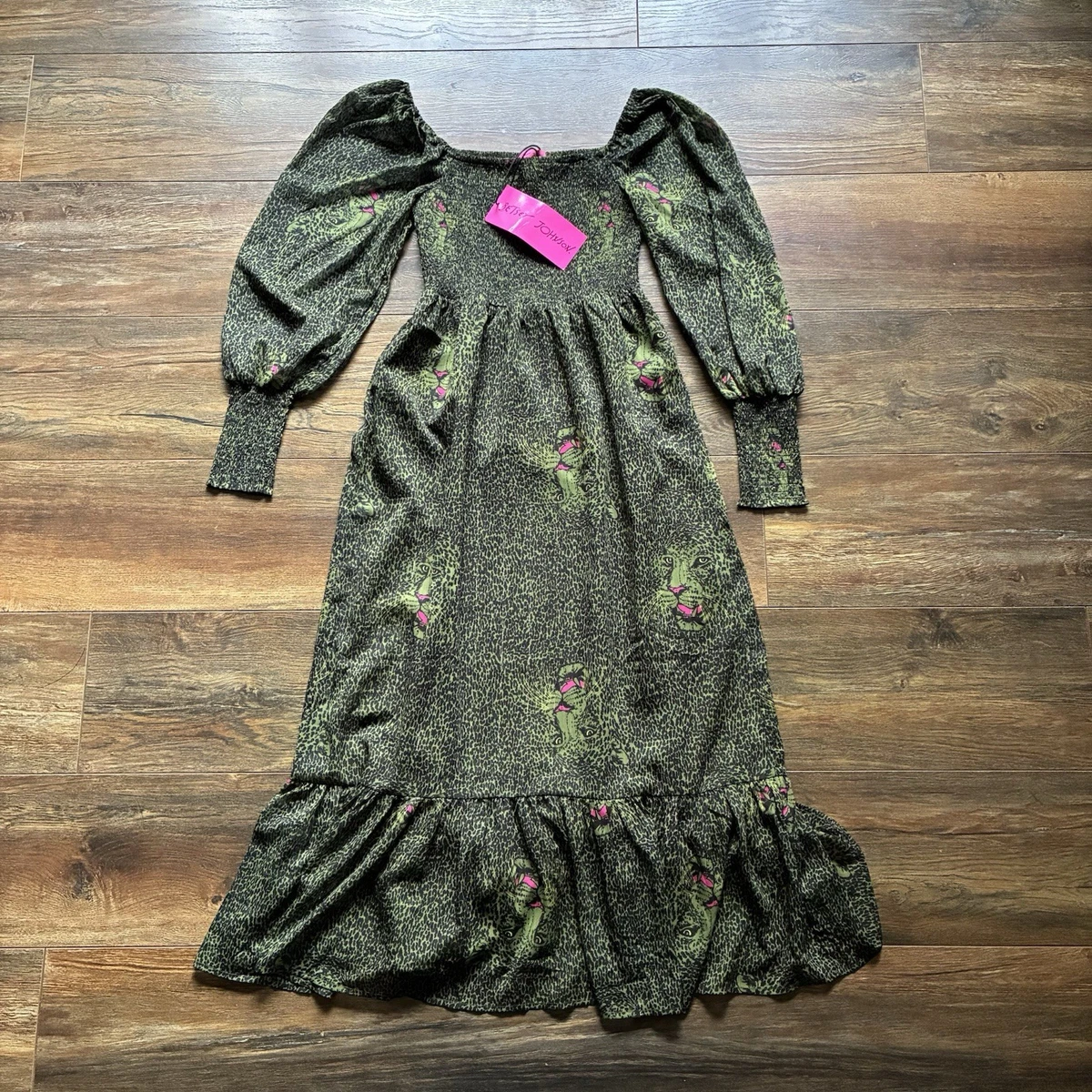 slim fit dress slacks Sage Green Betsey Johnson 90s Pink Floral Satin Dress – Empress Vintage main image 0