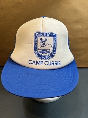 Vintage Kentucky Fish Wildlife Department Camp Currie Blue SnapBack Hat Medium