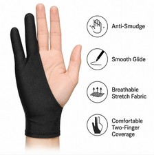 Two Finger Drawing Glove Anti Fouling Artist Glove Graphic Tablet iPad Pen