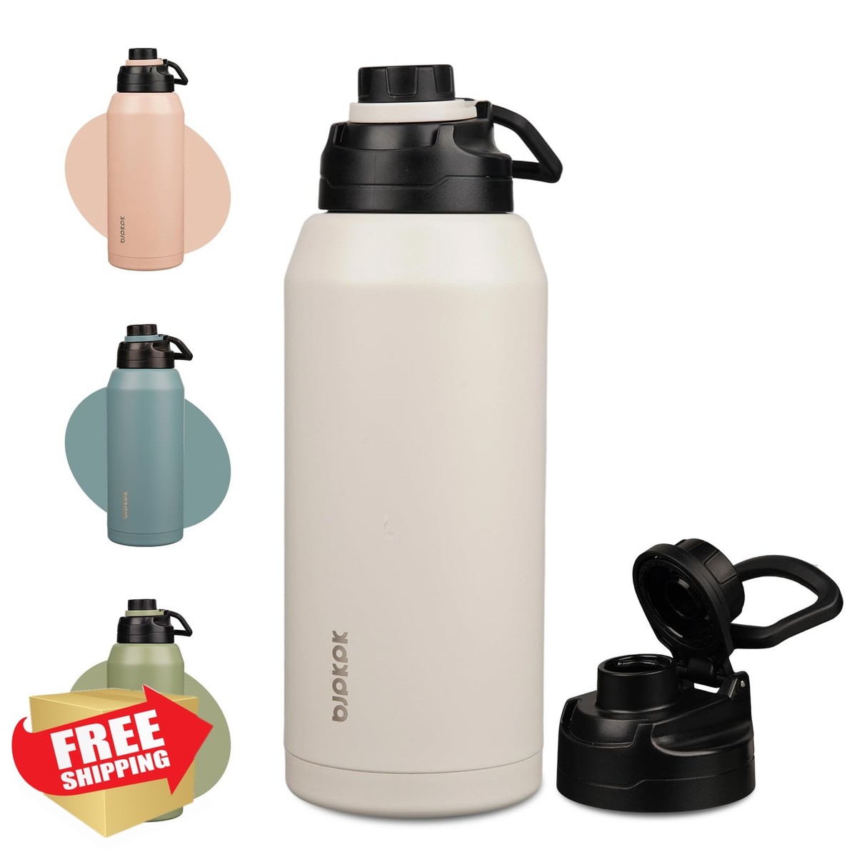 BJPKPK Half Gallon Water Bottle 64oz Insulated Stainless Steel