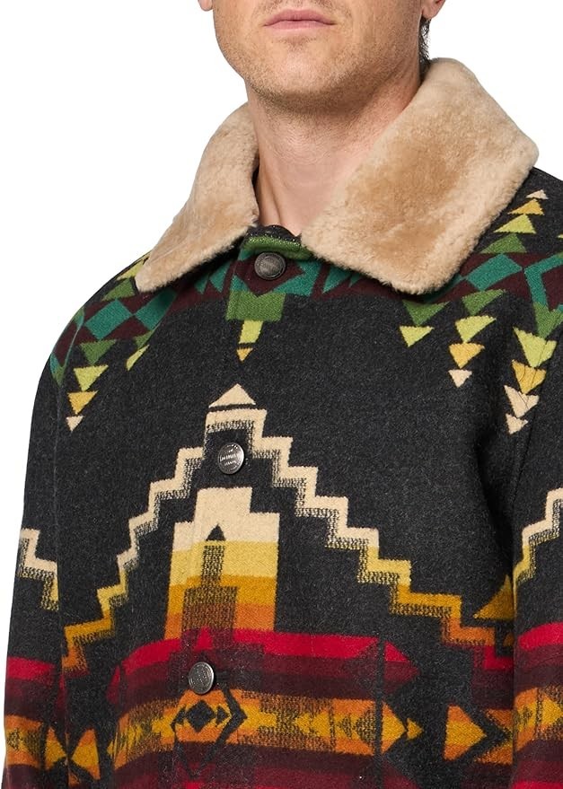 NEW Pendleton Brownsville Shearling Collar Coat FOUR CORNER Black Men Small S image 7