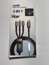 Fast 3 in 1 Multi USB Braided Charging Cable For IPhone/Type C/Micro USB NWB