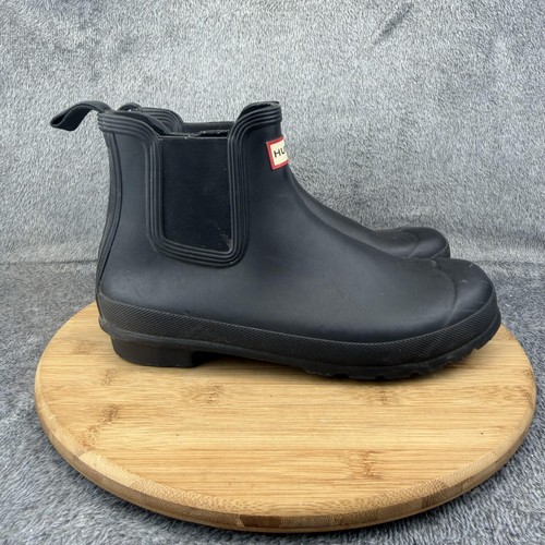 Hunter Shoes Womens Size 10 Black Rubber Chelsea Rain Boots Waterproof Low Top
