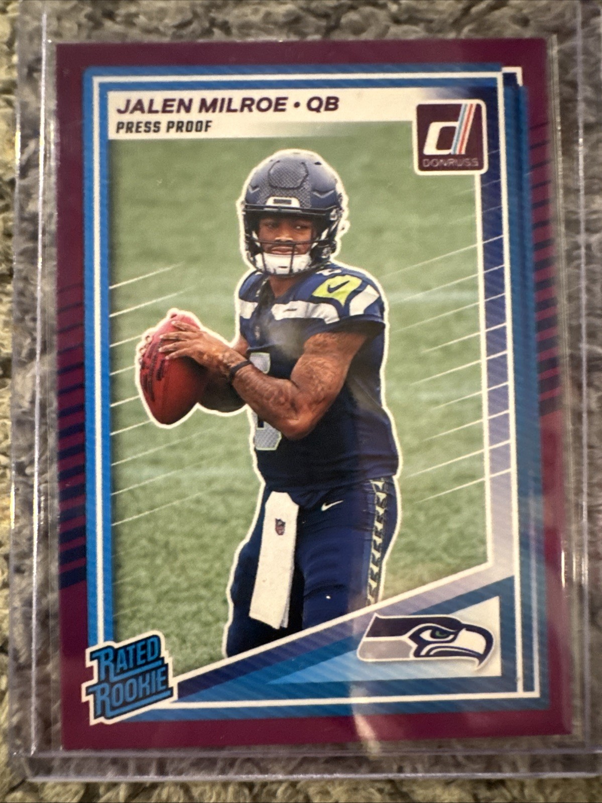 2025 Panini Donruss - Rated Rookie Jalen Milroe #307 Purple Press Proof (RC)