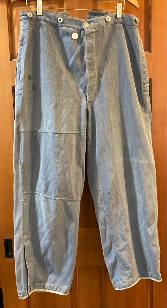 Vintage Rare 40s 50s Swiss Army Denim Work Pants Cinch Back Japan