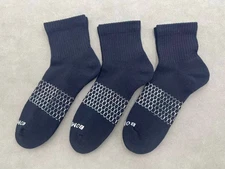 Men's BOMBAS Honeycomb Quarter socks Size Large 9-13 3 Pairs Black