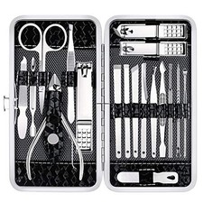Nail Clippers Set Fingernail and Toenail Clipper Cutters, 18Pcs Manicure Black
