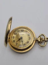 Vintage ARNEX 17-JEWEL SWISS CASE POCKET WATCH GOLD TONE Ticking