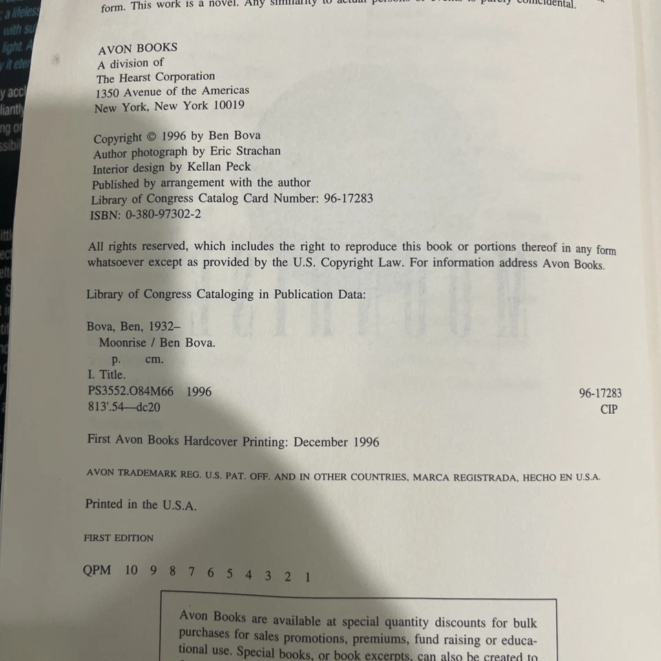 Moonrise - Ben Bova - First Edition - Hardcover DJ- 1996 - Image 2 of 4