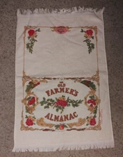 Vintage Mid Century Old Farmers Almanac Terrycloth Kitchen Towel 16" x 25" USA