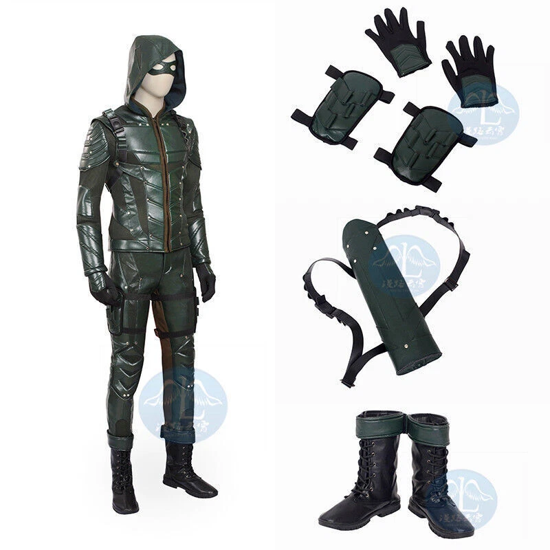 绿箭第 5 季 Oliver Queen Cosplay 服装鞋男式万圣节服装 — 第 2/4 张图片