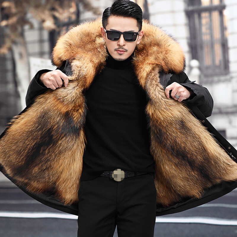 Fashion Men Winter Warm Jackets Faux Fur Parka Detachable Thick Plus ...