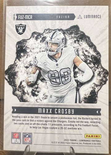 Maxx Crosby 2022 Panini Luminance Fuzion #FUZ-MCR Raiders - Bild 2 von 2