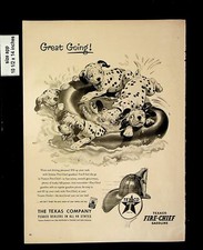 1953 Texaco Fire Chief Online Gasoline Dalmatian Vintage Print Ad 9696