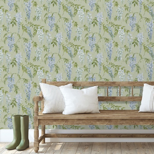 Wow Wisteria Blumen Tapete WOW118 Salbei Botanisch Floral Schick Akzentwand-image