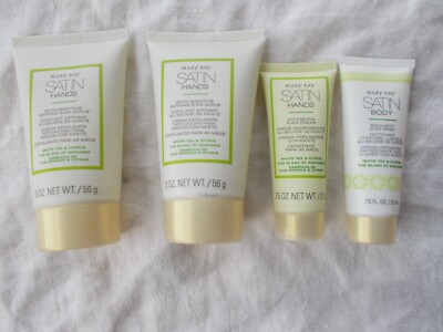 4pc New Mary Kay Satin Hands WHITE TEA & CITRUS Smoothie Refining Shea Scrub +