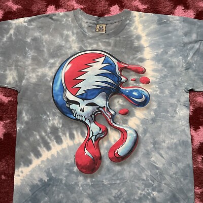 Authentic 2000 GRATEFUL DEAD T-Shirt XL MELT YOUR FACE Tie Dye Liquid Blue RARE