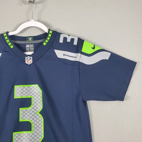 Nike On Field NFL Seattle Seahawks Russel Wilson #3 Jersey Youth Sz Large Blue - Picture 2 of 9