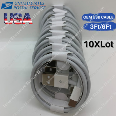 1-10X Lot USB Charging Cable 3/6Ft For Apple iPhone 14 13 12 11 8 6 Charger Cord