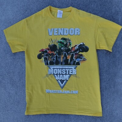 Monster Jam Shirt Men M Yellow Grave Digger Graphic Tee Pablo Huffaker Auto 2013