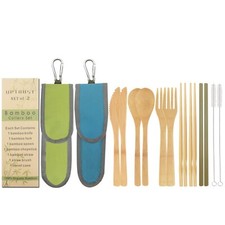 2 Set Bamboo Cutlery Set Bamboo Travel Utensil Reusable Organic Bamboo Utensi...