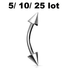 5/10/25 lot Curved Spike End Barbell Eyebrow Ear Cartilage Rings Studs Wholesale