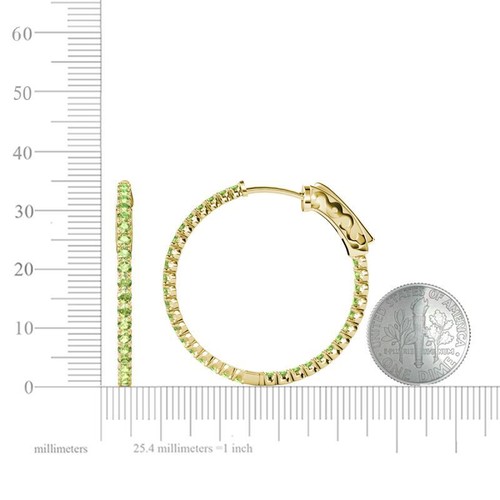 Peridot Inside-Out Womens Hoop Earrings 3.15 ctw 14K Gold JP:36687 - Picture 10 of 16