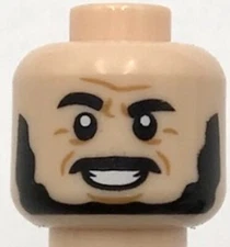 Lego New Light Nougat Minifigure Head Black Eyebrows Moustache and Beard Part