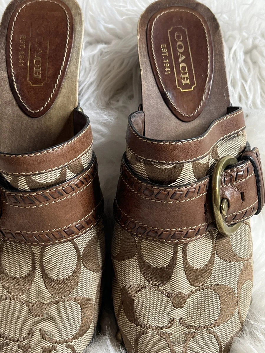 COACH Sable Women'sSignature Brown/Tan Monogram Buckle Studded