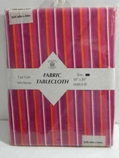 Sultan's Linens Fabric Tablecloth 60 x 84 Oblong Multi Colored Striped