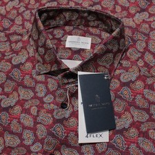 Emanuel Berg NWT Byron Casual Button Down Shirt Size 42 16.5 L in Red Paisley