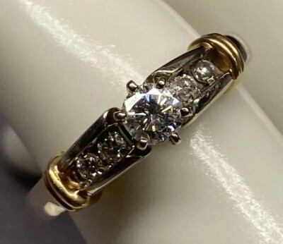 14K White & Yellow Gold Combination Classic Design Unique Style Wedding Ring 7